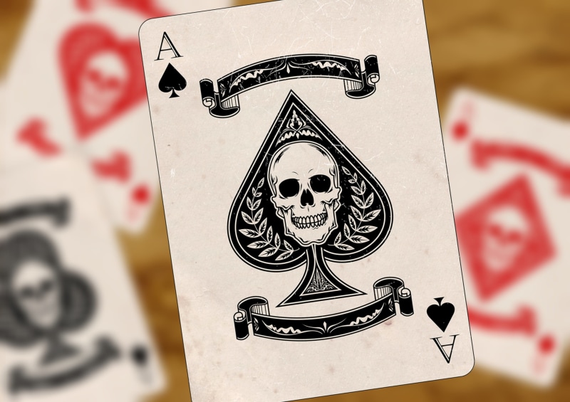 ace, history, spade, human skeleton, skull and crossbones, diamonds, gambling, black color, cross, ancient, playing, the past, card game, arts culture and entertainment