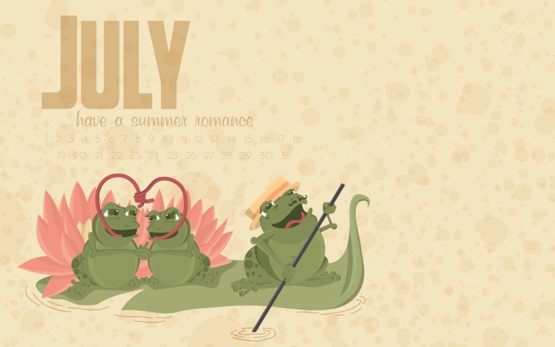 message, green color, indoors, july, close-up, event, nature, frogs, western script, art and craft, illustration, three, wall - building feature, calendar
