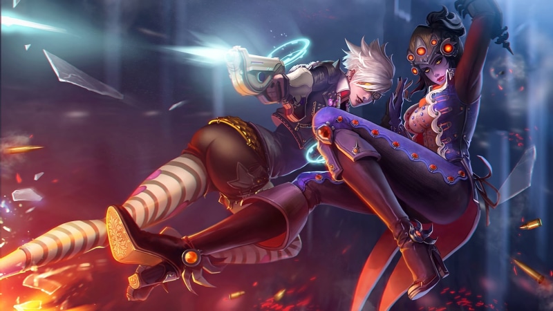 Widowmaker (Overwatch), 1080P, Overwatch, Tracer (Overwatch), digital art, video games