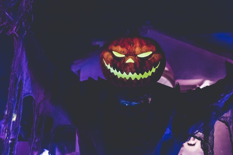 Neon, Halloween pumpkin, 4K, 4K, Scary, Jack-o-lantern