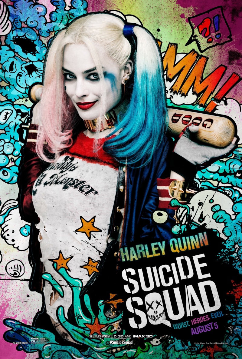 Margot Robbie, Film posters, DC Comics, Harley Quinn, movie poster, pop art, Suicide Squad, 2K, looking at viewer, colorful, women