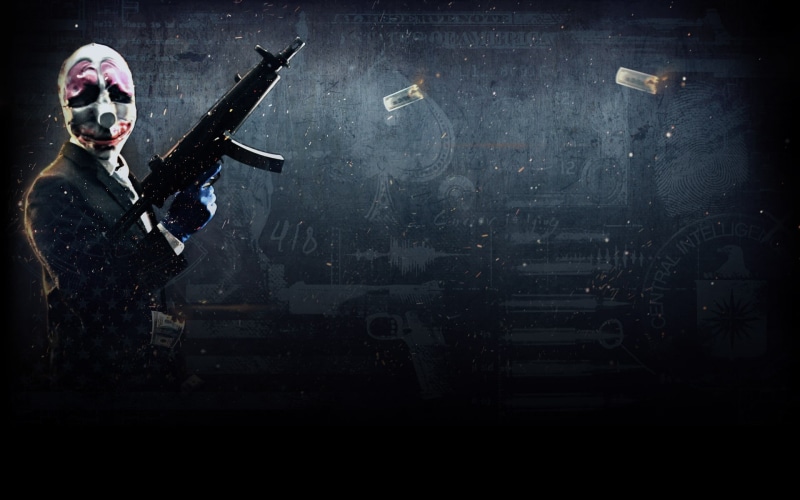 face, spooky, video games, horror, violence, Hoxton, illustration, sign, holding, mask, halloween, dirty, people, Payday 2, aggression, males, adult, looking at camera