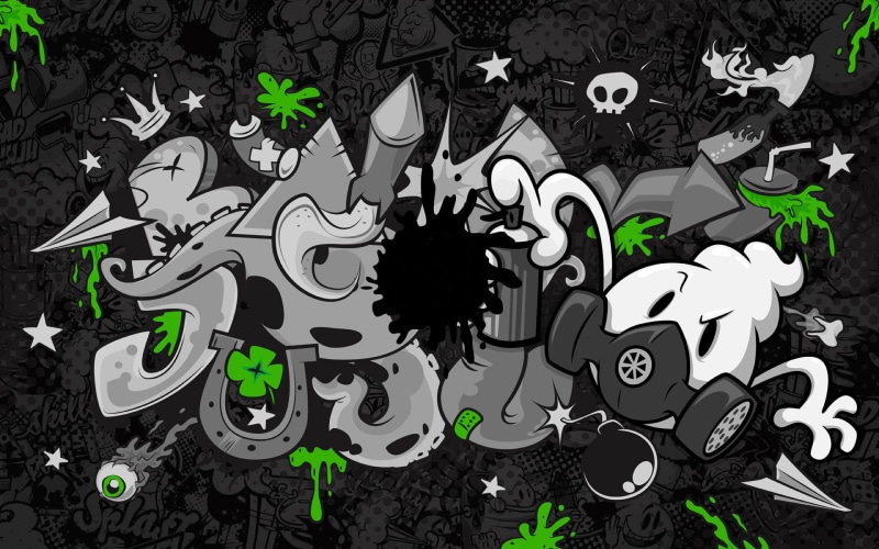 gas mask, graffiti bedroom, graffiti  hd, digital art, Graffiti, 1920x1200, 1080P