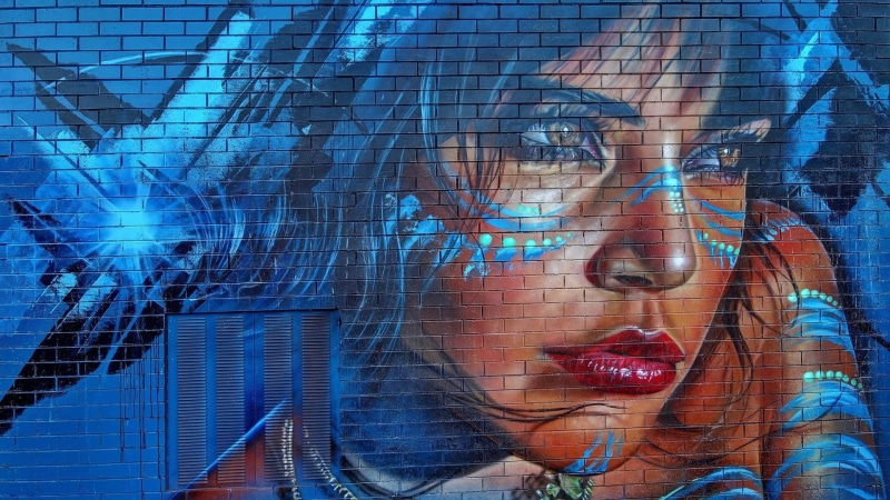 woman, technology, graffiti, one person, front view, women, body part, blue, human face, lipstick, art, portrait, beautiful woman, headshot, human body part