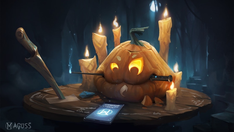 Halloween, holiday, phone, 1080P, candles, knives, pumpkin, art