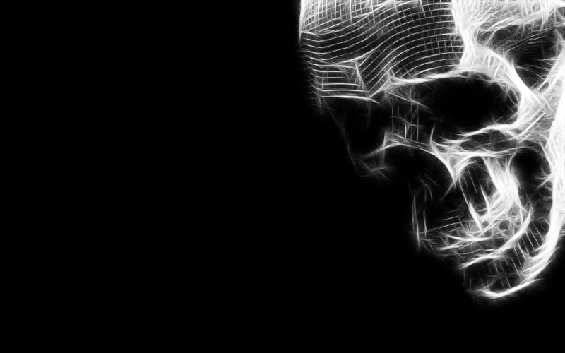 background, fractal, black, skull, white, 1080P, 3d and abstract, cool