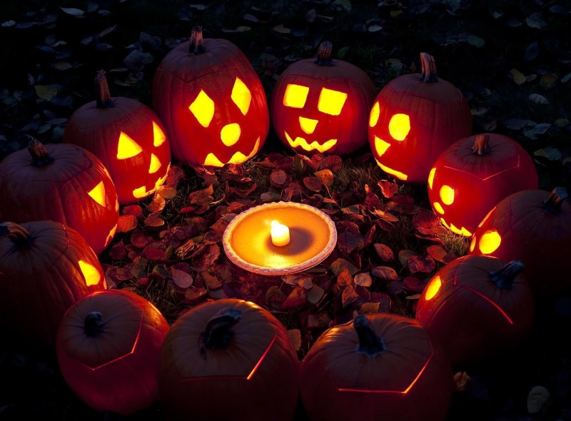 candle, circle, 720P, leaves, holiday, pumpkin, halloween