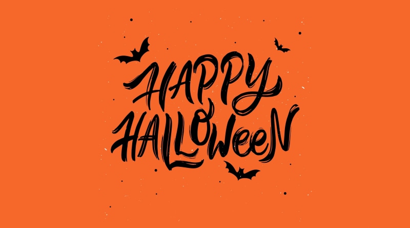 Orange, Holidays, Background, Holiday, 4K, Bats, Typography, happy, Halloween