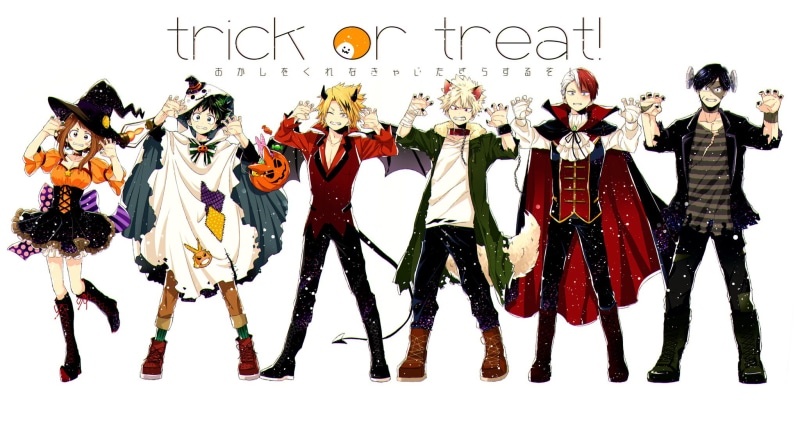 Katsuki Bakugou, Shouto Todoroki, Tenya Iida, Anime, Halloween, Ochaco Uraraka, Denki Kaminari, Izuku Midoriya, 1080P, My Hero Academia