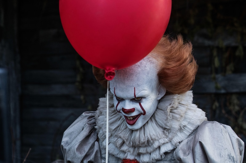 horror, 2017 (Year), pennywise, 5K, film stills, it movie, Bill Skarsgård, clown, movies, balloon