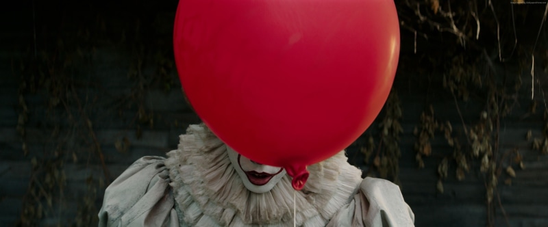 human face, Pennywise, standing, hairstyle, front view, body part, hair, It, red, portrait, outdoors, unrecognizable person, lifestyles, hiding, clothing