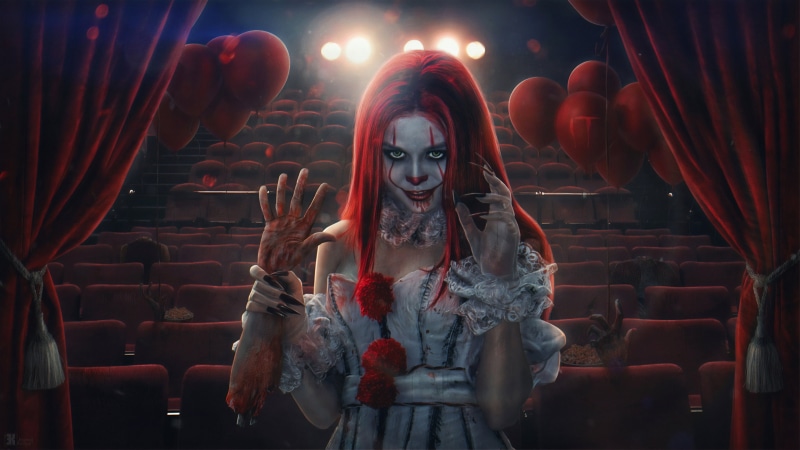 4K, Scary, Girl, Dark, Clown