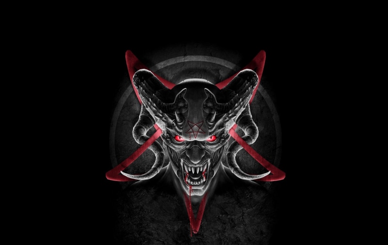 science, symbol, human Skull, still life, futuristic, spooky, pentagrama, pentagram, studio shot, horror, close-up, cruel, fantasy, black Color