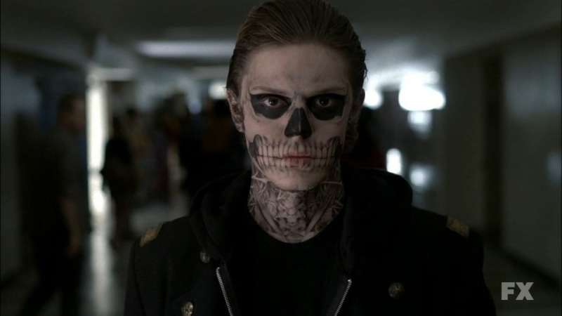 hairstyle, disguise, aggression, front view, halloween, headshot, one person, clothing, s, celebration, young adult, fear, looking at camera, spooky, zip