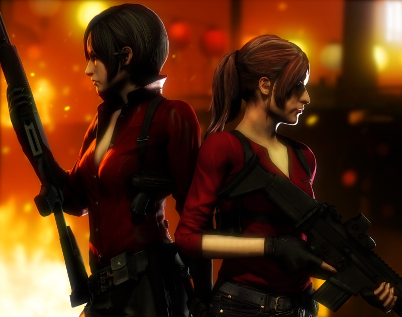 Resident Evil, illustration, claire, girls, Ada Wong, Claire Redfield, 2K, wong, weapons, ada, capcom