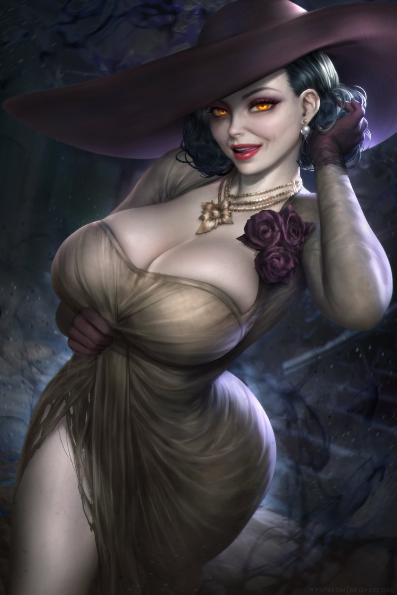 glowing eyes, Resident Evil 8: Village, drawing, video games, fan art, NeoArtCorE (artist), wide hips, video game girls, Resident Evil, vampires, illustration