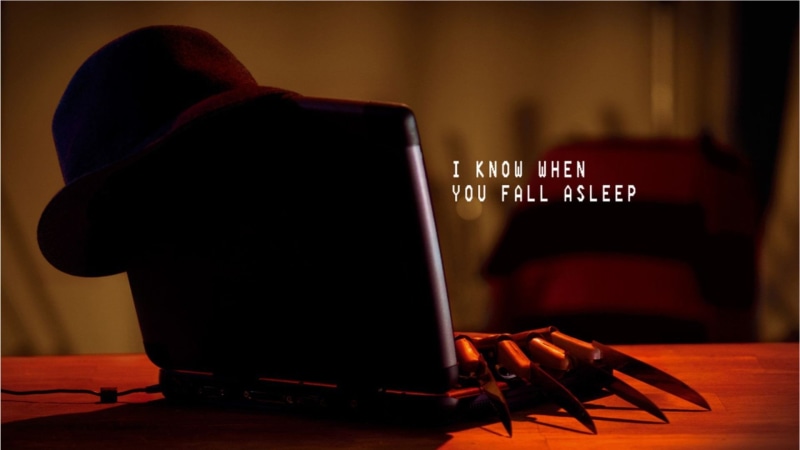 music, indoors, Freddy, dark, no people, text, equipment, 1080P, digital, keyboard, art, furniture, arts culture and entertainment, focus on foreground