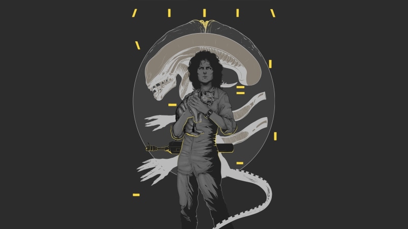 " Alien", cat, Sigourney Weaver, Sure Weaver, 2K, Alien, Ellen Ripley