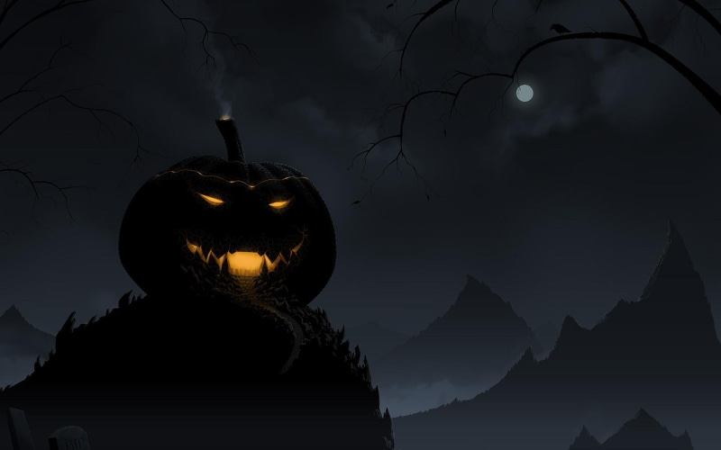 1080P, spooky, pumpkins, nature and landscapes, pumpkin, dark, halloween