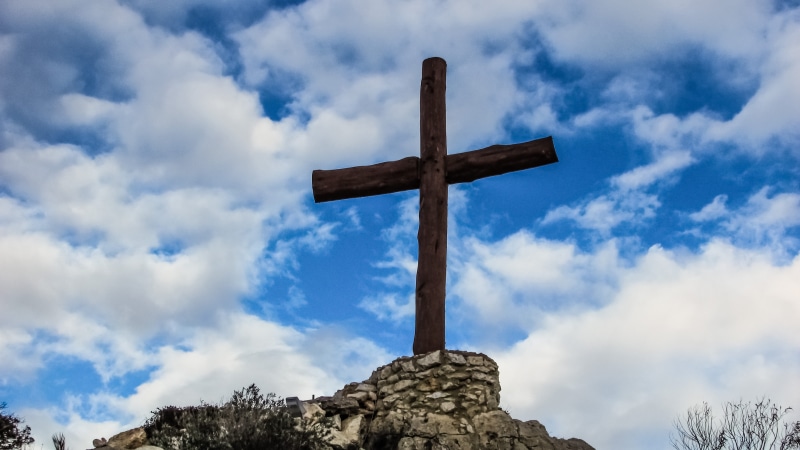 day, cross Shape, catholicism, outdoors, jesus Christ, hope, low angle view, christianity, Cross, praying, cloud - sky, symbol, Clouds, crucifix, ayios epifanios