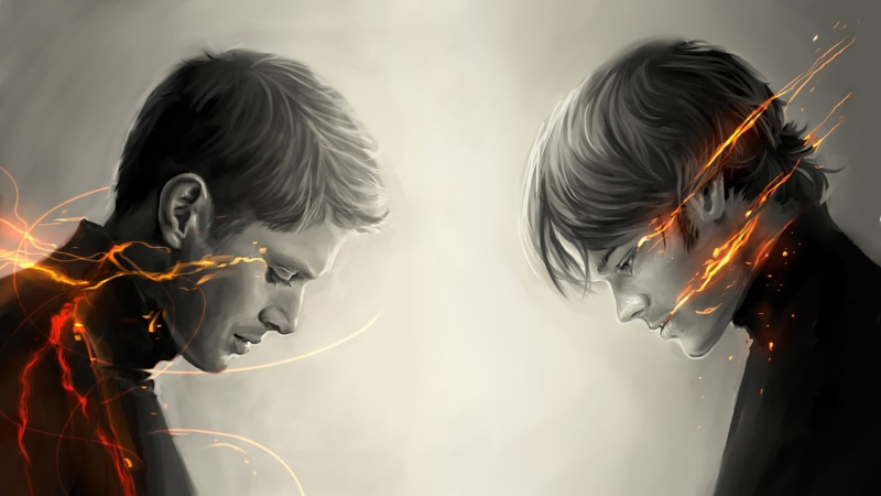 men, human face, illustration, leisure activity, two people, hairstyle, hair, male, people, digital composite, Supernatural, two, light - natural phenomenon