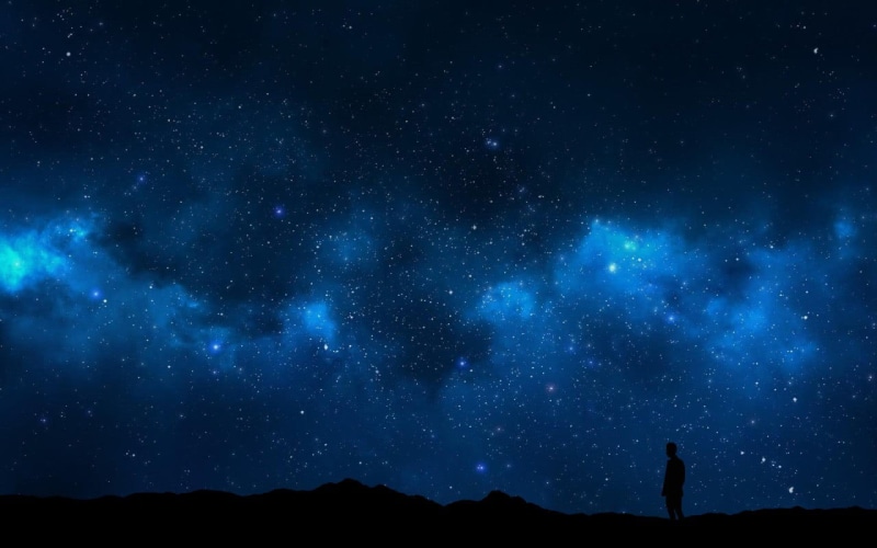 alone, isolation, space art, 720P, space, landscape, person, nature, sky, silhouette, photo, digital art, night