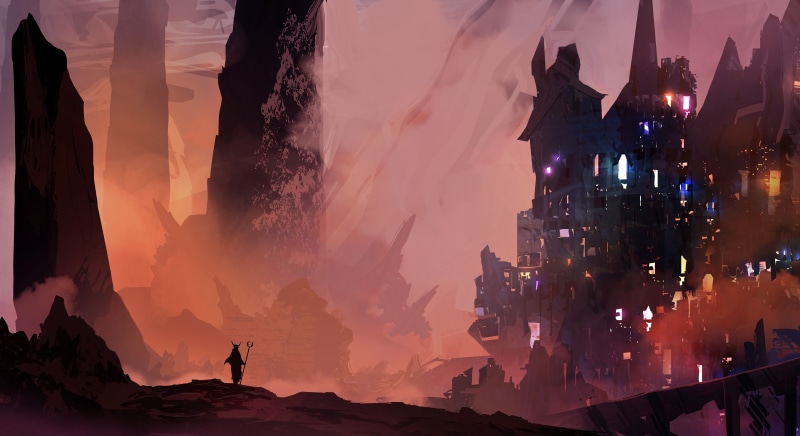 cityscape, DeviantArt, standing, built structure, person, artwork, panoramic, sunset, digital art, leisure activity, fantasy city, crowd, fantasy art, people