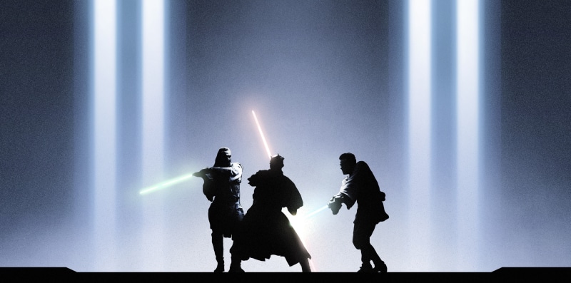 Obi-Wan Kenobi, Star Wars: The Phantom Menace, Jedi, Qui-Gon Jinn, Star Wars, Darth Maul, fighting, movies, lightsaber, 2K, Sith