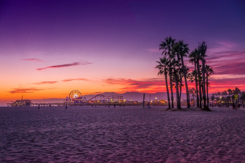 sunset, travel, CA, sunlight, USA, architecture, water, sea, tourist Resort, travel Destinations, blue, ferris wheel, nature, outdoors, Santa Monica, relaxation