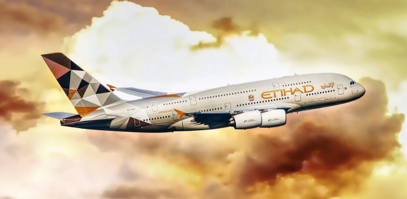 on the move, orange, bus, aviation, flying, plane, white, dubai, skyline, aerospace industry, mode of transportation, above, cloud - sky, retro styled