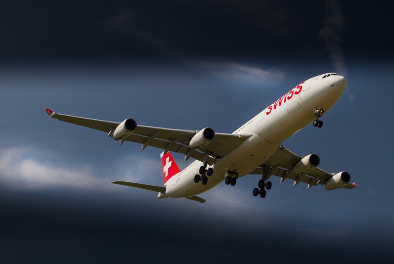 daytime, white, transportation, no people, airport zurich, cloudy, flying, landing - touching down, airbus, aircraft wing, blue, airplane, motion, taking off