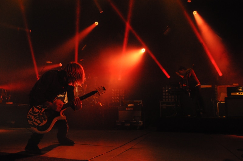 bright, guitarist, full length, indoors, rock music, Lights, arts culture and entertainment, play, man, Concert, microphone, orange, popular music concert