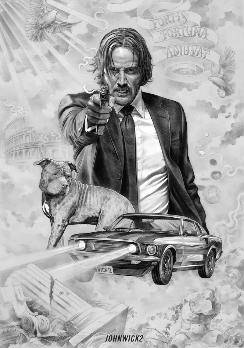 dog, John Wick Chapter 2, Keanu Reeves, John Wick, 720P, fan art, Fortis Fortuna Adiuvat