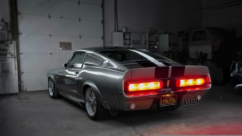 Mustang, black, Ford, technology, shiny, speed, Eleanor, GT500, indoors, city, black Color, digital composite, architecture, dark, no People, new, transportation