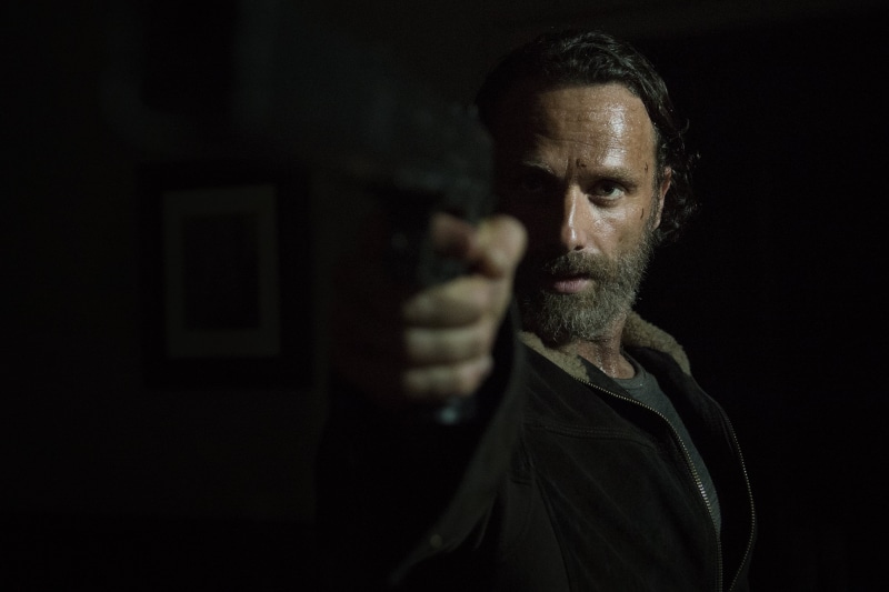men, 2K, negative emotion, Andrew Lincoln, rick, The Walking Dead, facial hair, contemplation, grimes, dark, looking, portrait, headshot, mature adult