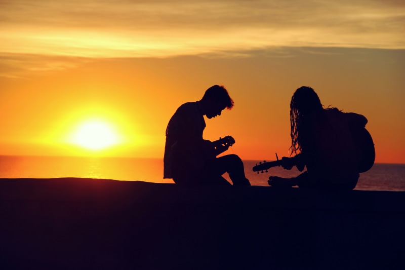 photos, men, landscape, 5K, orange color, beach, bonding, couple, females, back Lit, sunlight, two people, sky, boy, sitting, real people, public domain