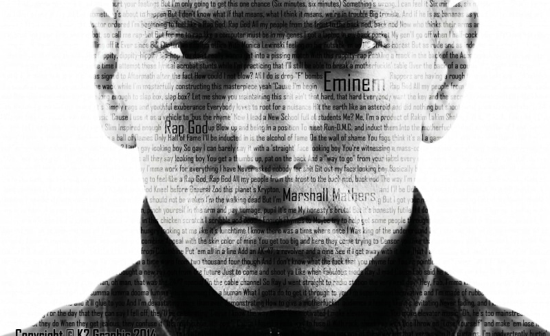 hiphop, studio shot, portrait, rap eminem, god, adult, rapgod, headshot, rap, white background, data, one person, lyrics, marshallmathers, digital composite