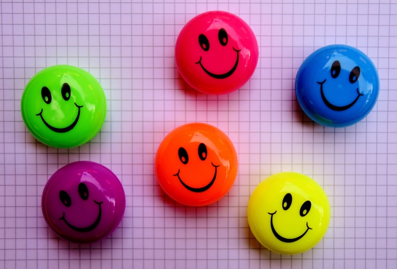 creativity, high angle view, laugh, blue, fun, human representation, decors, representation, Smile, directly above, multi colored, anthropomorphic face