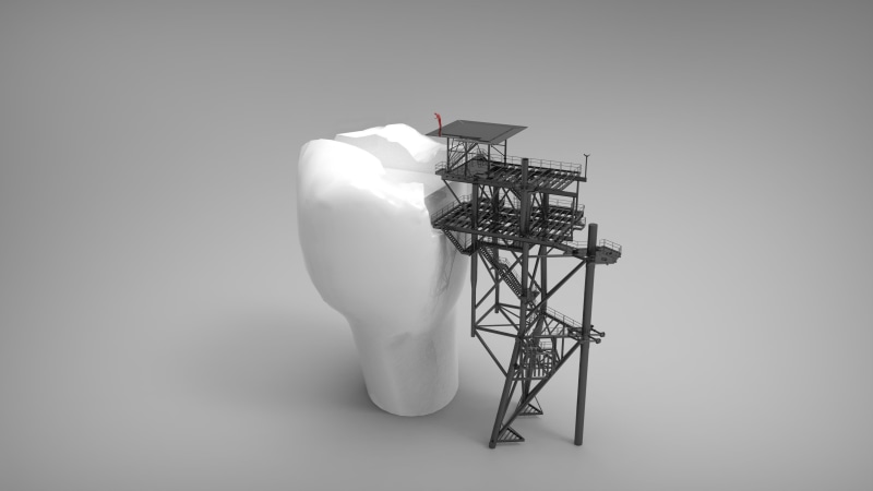 platform, consumerism, gray, art and craft, technology, illustration, studio shot, tower, no people, white color, dentistry, dentist, building, piggy bank
