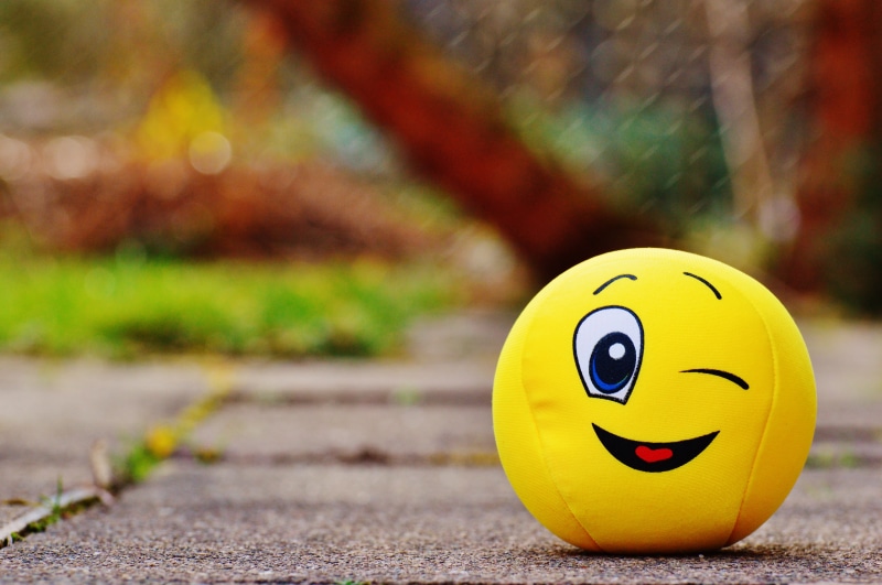 focus on foreground, 5K, fabric, yellow, day, funny, wink, selective focus, outdoors, autumn, face, cute, daytime, smiley, sport, communication, sweet