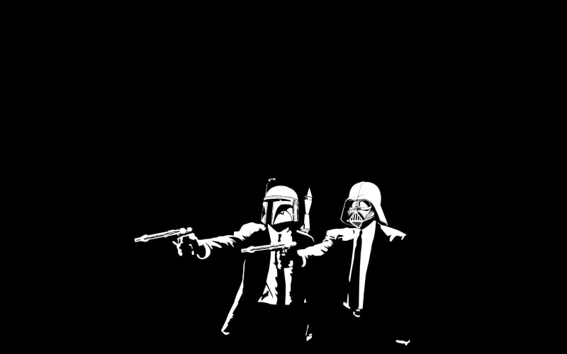wars, alternative, 1080P, video, art, pulp, banksy, fun, games, x, Pulp Fiction, hd, Star Wars, background, fiction, black, star