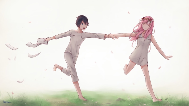 Code:002, young women, child, girls, full length, Zero Two (Darling in the FranXX), studio shot, long hair, human arm, people, females, Darling in the FranXX