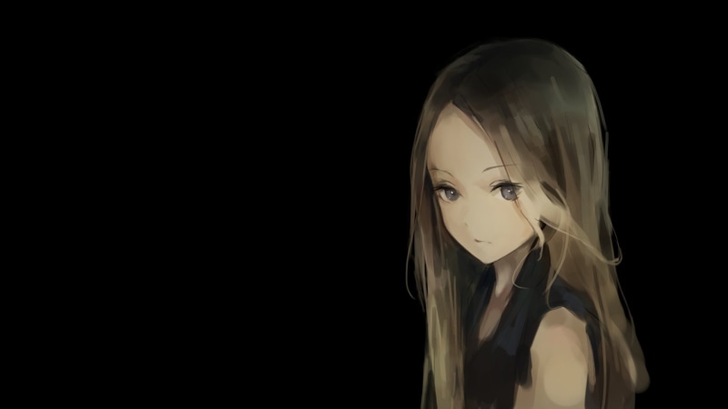 manga, hairstyle, representation, studio shot, 1080P, young women, indoors, minimalism, headshot, dark, close-up, human face, black background, copy space