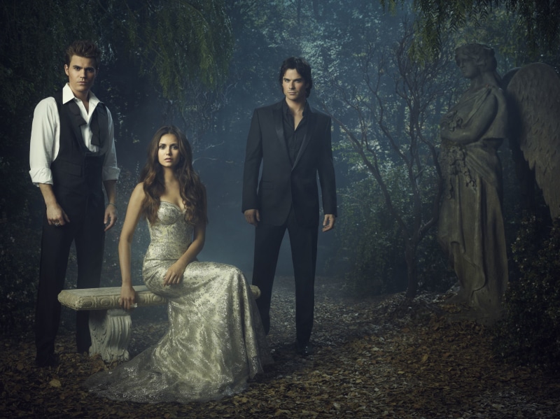happiness, adult, Ian Somerhalder, tree, beauty, vampire, lifestyles, bridegroom, love, females, people, group of people, cheerful, the series, portrait