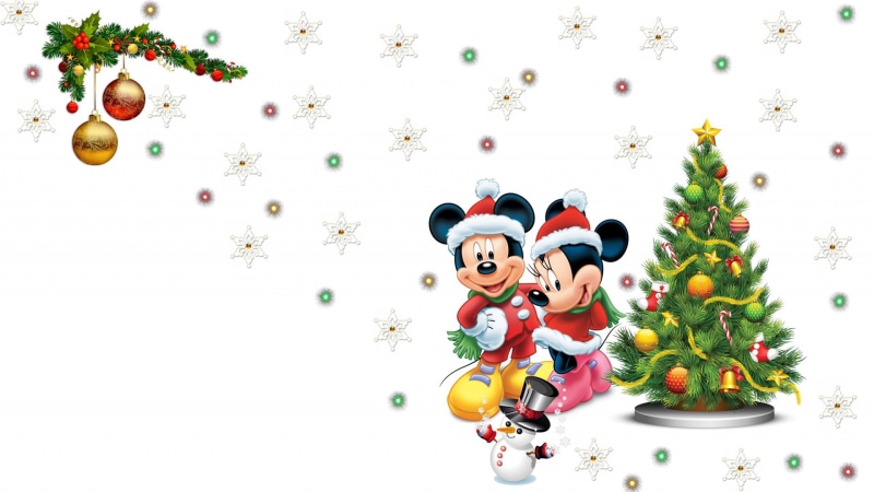 minnie, mickey mouse, mickey, 1080P, pretty, lights, snowflake, christmas tree, pretty lights, snowman, mouse, christmas, tree