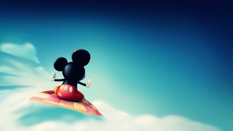 silhouette, human representation, nature, clouds, flying, cloud - sky, digital composite, representation, sky, day, mickey, blue, mouse, sunlight, toy