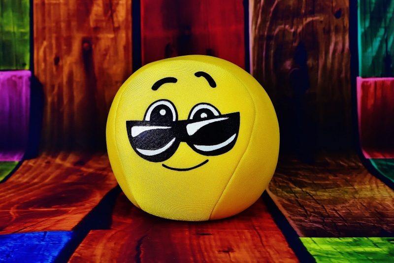 creativity, cool, smiley, representation, close-up, smiling, 4K, glasses, indoors, funny, human representation, emotion, day, ball, wood - Material, no people