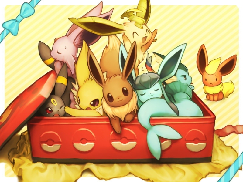 espeon, pokemon, sleeping, glaceon, 720P, anime, umbreon, jolteon, sylveon, flareon, eevee, vaporeon, leafeon, wink