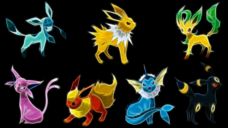 Eeveelutions, Jolteon (Pokémon), Vaporeon (Pokémon), Leafeon (Pokémon), Flareon (Pokémon), Pokémon, Umbreon (Pokémon), pokemon, Glaceon (Pokémon), Espeon (Pokémon)