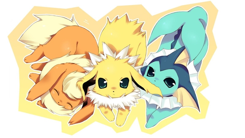 vaporeon, water, eevee, pokemon, eeveelutions, fire, 720P, flareon, jolteon